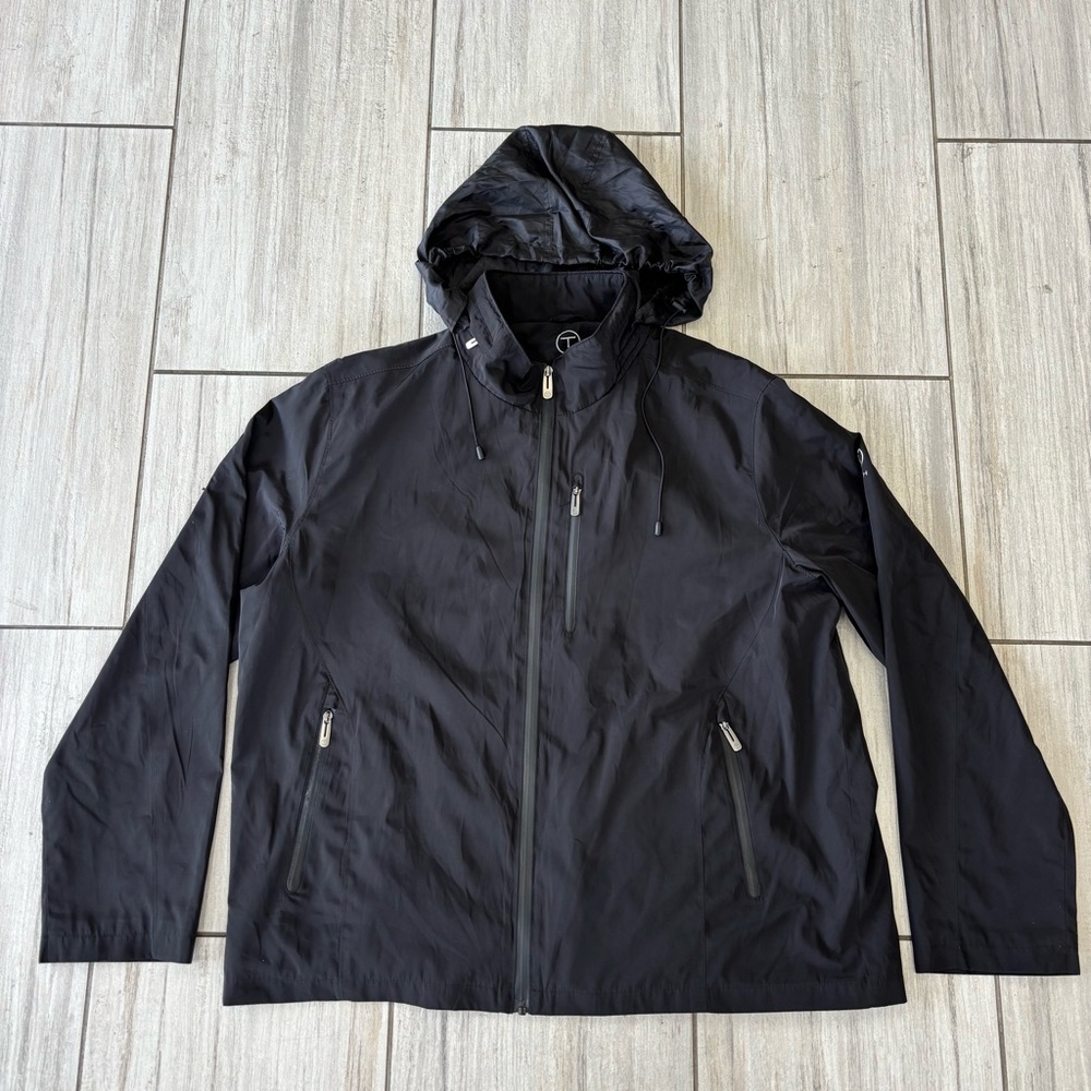 Tumi Tech Jacket Men 2XL Black Full Zip Lined Windbreaker Rain Jacket